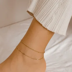 Fußkettchen | Hey Happiness Zweireihige Fußkette in Gold