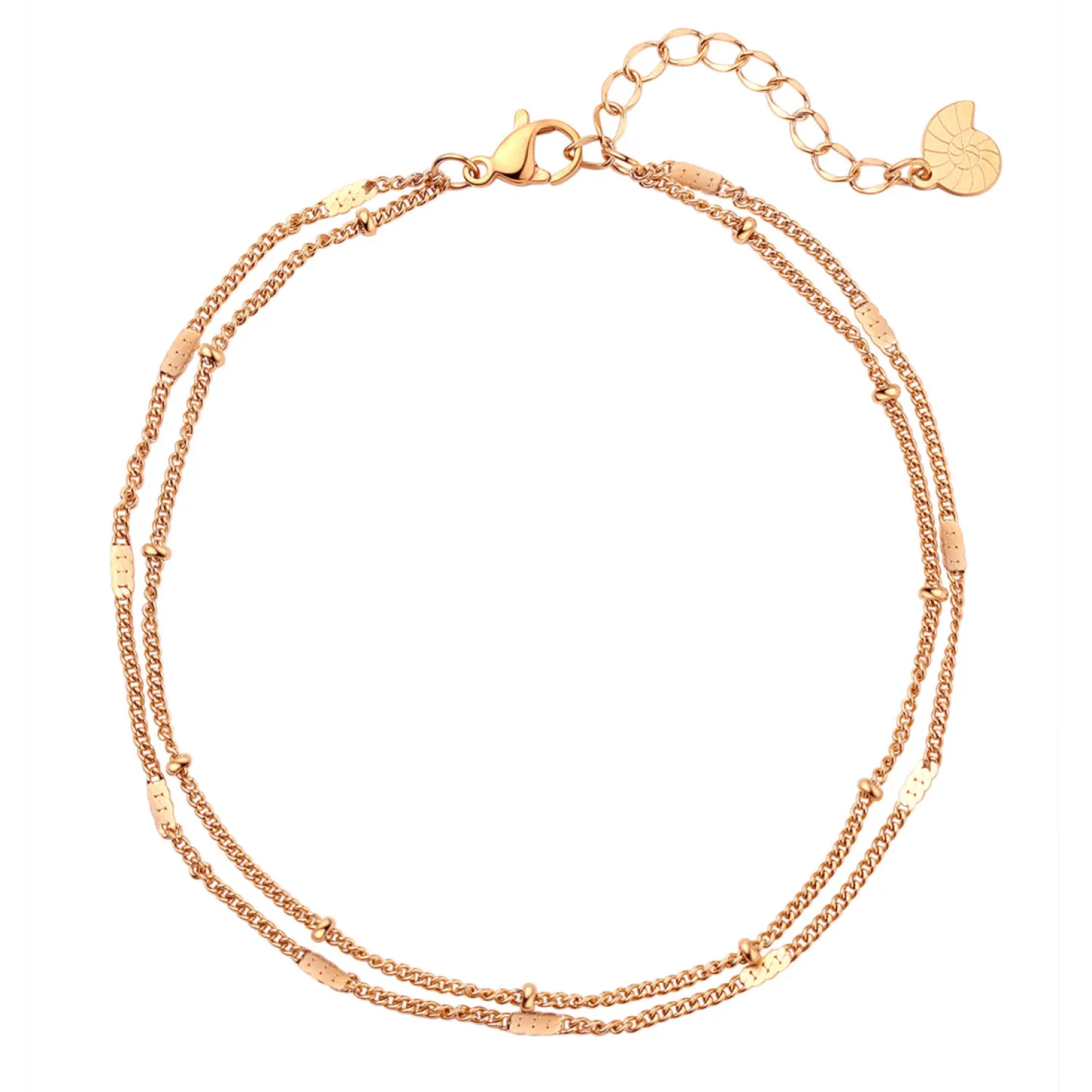Fußkettchen | Hey Happiness Zweireihige Fußkette in Rosegold Rose Gold