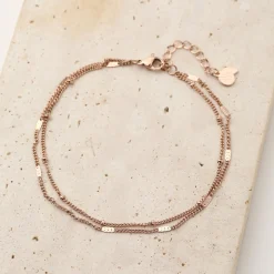 Fußkettchen | Hey Happiness Zweireihige Fußkette in Rosegold Rose Gold