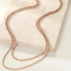 Filigrane Ketten | Hey Happiness Zweireihige Kette mit Grobglied- und Paperclip-Kette Wasserfest