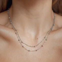 Filigrane Ketten | Hey Happiness Zweireihige Kette Silberfarbe Silver