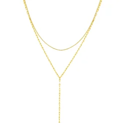 Lariat Necklaces | Filigrane Ketten | Hey Happiness Zweireihige Kugel- und Rolokette Y Form