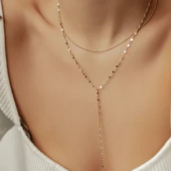 Lariat Necklaces | Filigrane Ketten | Hey Happiness Zweireihige Kugel- und Rolokette Y Form
