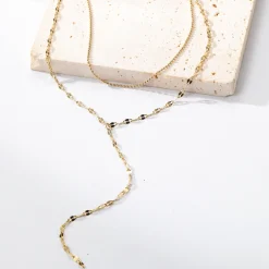 Lariat Necklaces | Filigrane Ketten | Hey Happiness Zweireihige Kugel- und Rolokette Y Form