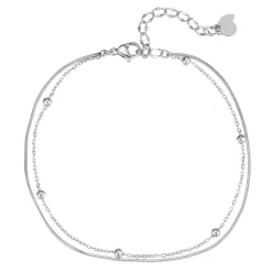 Fußkettchen | Hey Happiness Zweireihige Satellite Fußkettchen Silber Silver