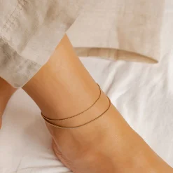 Fußkettchen | Hey Happiness Zweireihiges Kugel und Schlangen-Fußkettchen Rosegold Rose Gold